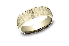 14K-6.5MM- Light-Comfort-Fit Hammered-Finish Wedding-Band Size-10