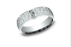 14K-6.5MM- Light-Comfort-Fit Hammered-Finish Wedding-Band Size-10