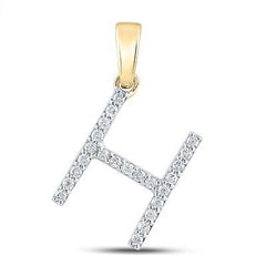 10K 0.50ct Diamond Initial-H Pendant