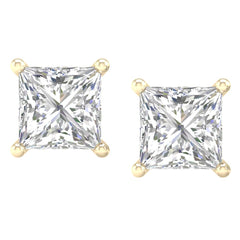 14K 1.00ct H-Color/VS-Clarity Lab-Diamond Princess-earrings