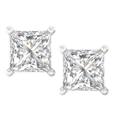 14K 1.00ct H-Color/VS-Clarity Lab-Diamond Princess-earrings