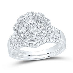10k 1.00ct-Diamond Cluster Bridal-Set Size-7