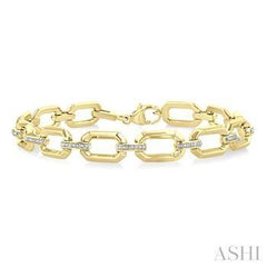 925 0.10CT Diamond Bold Octagon Link Brecelet