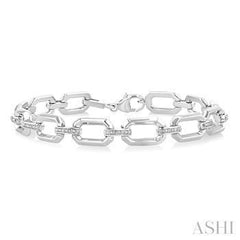 925 0.10CT Diamond Bold Octagon Link Brecelet