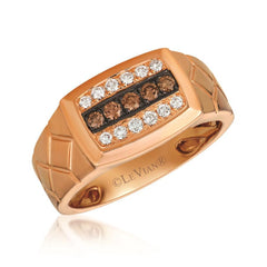 14k-Strawberry-Gold .36ct Chocolate-&-Vanilla Diamond Ring