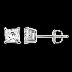 14K 1.00ct Diamond Solitaire Princess-Earrings