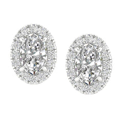 14K 1.15ct H-Color/VS-Clarity Lab-Diamond Oval-Halo/Earrings