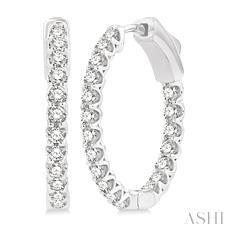 14K 1.00CT Diamond Hoop Earrings