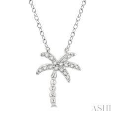 10k .10ct-Diamond Petite Palm-Tree Necklace