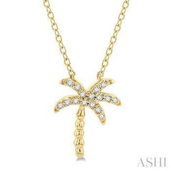 10k .10ct-Diamond Petite Palm-Tree Necklace