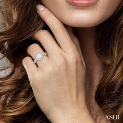 925 0.05CT Diamond 6.5MM Pearl Ring
