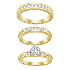 14K 1.00Ct Diamond Cluster Trio-Set