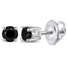 10K 1.00ct Diamond Black-Solitaire Earrings