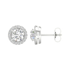 14K 2.25ct H-Color/VS-Clarity Lab-Diamond Round-Halo/Earrings