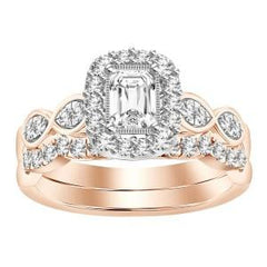 14K 1.00ct Diamond Solitaire Emerald-Ring