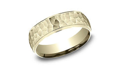 14K 6mm Size-10 Hammered-Finish Wedding-Band