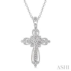 925 0.05CT Diamond Cross Pendant