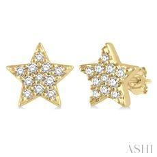 10k .10ct-Diamond Petite Star Earrings