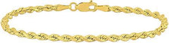 10K 3.5mm 8" Solid  Rope Bracelet