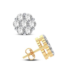 14k .90ct-Diamond Cluster Earrings