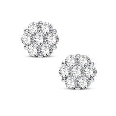 14k .90ct-Diamond Cluster Earrings