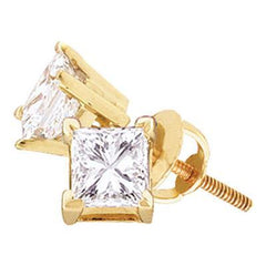 14K .75CT-Diamond Princess-Cut Solitaire Earrings