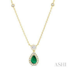14K 0.30CT 6*4/Emerald Fashion Pendant