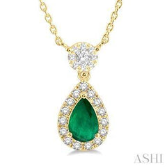 14K 0.30CT 6*4/Emerald Fashion Pendant