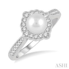 10K 0.25ct Diamond 7MM-Pearl Fashion-Ring