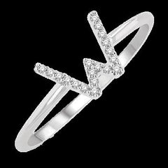 10k .05ct-Diamond "W" Ring Size-7