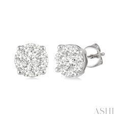14k .35ct-Diamond Love  Cluster Earrings