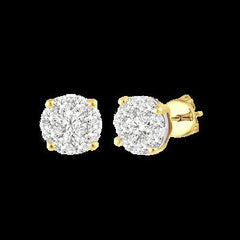 14k .35ct-Diamond Love  Cluster Earrings