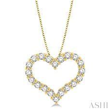 10K 1.00ct Diamond Heart Pendant