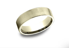 14K-6.5MM Light Comfort-Fit-Bevel-Edge Satin-Center-Wedding-Band Size10