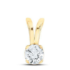 14K 0.25ct Diamond Solitaire Round-Pendants