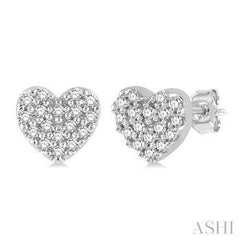 14K 0.10CT Diamond Heart Petite Earrings