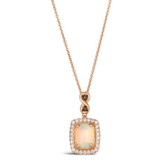 14K 0.17ct-Diamond 0.65ct-Opal Fashion Necklace