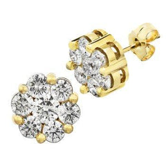 10K 0.10ct Diamond Cluster Earrings