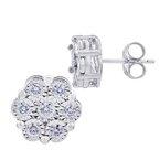10K 0.10ct Diamond Cluster Earrings