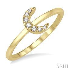 10k .05ct Diamond Moon Ring