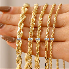 10K 5MM 9" Rope Bracelet