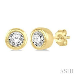 10K 0.10CT Diamond Bezel Petite Stud  Earrings
