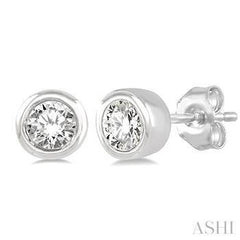 10K 0.10CT Diamond Bezel Petite Stud  Earrings