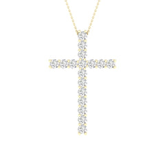 14K 1.00ct H-Color/VS-Clarity Lab-Diamond Cross-Pendant