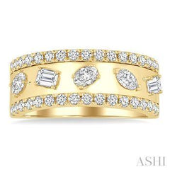 14K 0.90ct Dia 5-Stone/Mix-Shape Wedding-Band