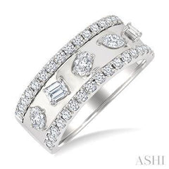 14K 0.90ct Dia 5-Stone/Mix-Shape Wedding-Band