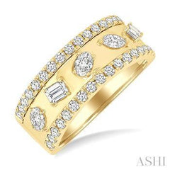 14K 0.90ct Dia 5-Stone/Mix-Shape Wedding-Band