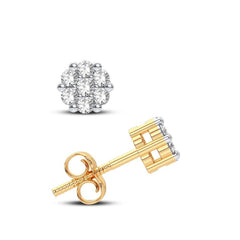 14k .08ct-Diamond Cluster Earrings