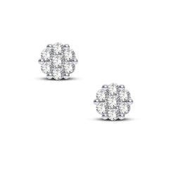14k .08ct-Diamond Cluster Earrings