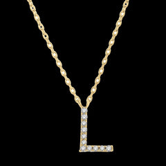 10k .05ct Diamond "L" Necklace